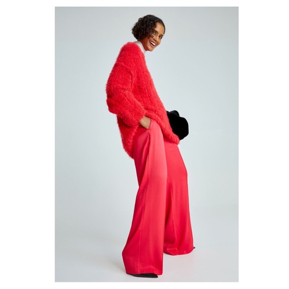 BRAND NEW Red Wide Leg Pants, Size Medium/Large - Picture 2 of 5